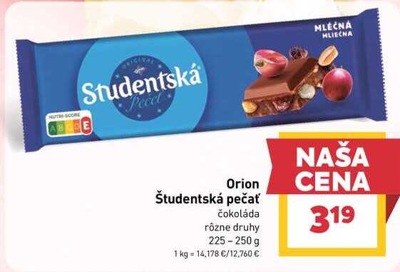 Študentská pečať čokoláda rôzne druhy 225-250 g