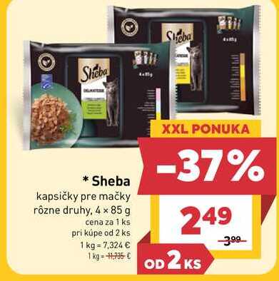 Sheba kapsičky pre mačky rôzne druhy, 4 x 85 g 