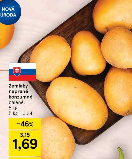 Zemiaky neprané konzumné balené, 5 kg