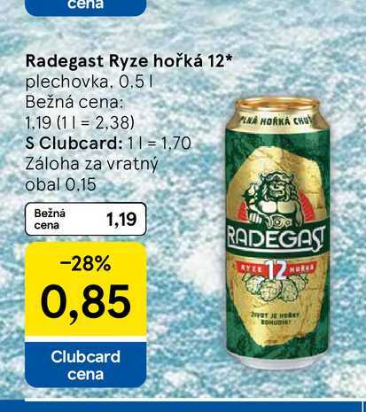 Radegast Ryze hořká 12 plechovka, 0.5l