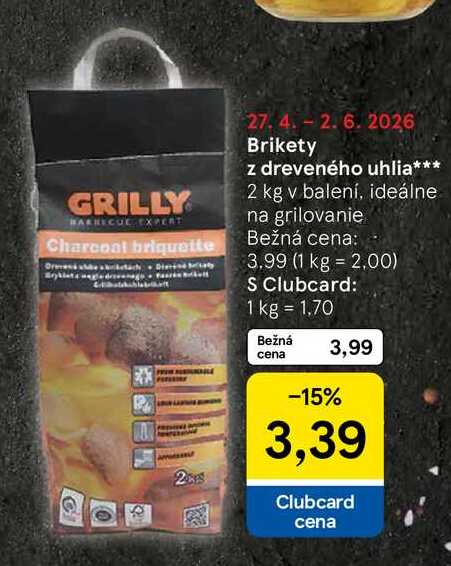 Brikety z dreveného uhlia 2 kg 