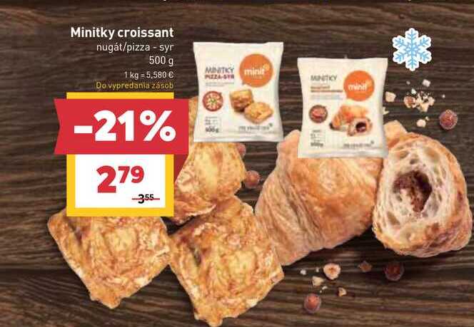 Minitky croissant nugát/pizza - syr 500 g