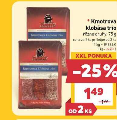 Kmotrova klobása trio rôzne druhy, 75 g