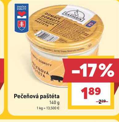 Pečeňová paštéta 140 g 