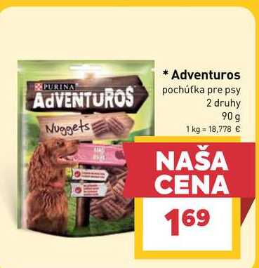 Adventuros pochúťka pre psy 2 druhy 90 g