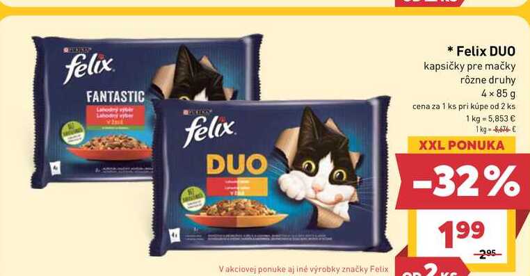 Felix DUO kapsičky pre mačky rôzne druhy 4x85 g 
