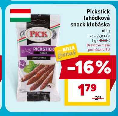 Pickstick lahôdková snack klobáska 60g 
