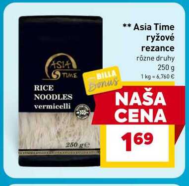 Asia Time ryžové rezance rôzne druhy 250 g