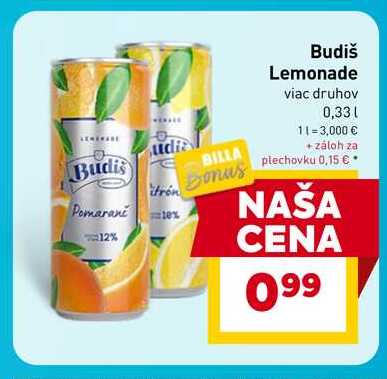 Budiš Lemonade viac druhov 0,33l