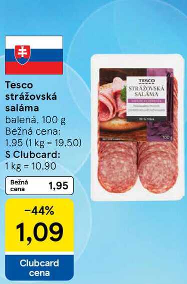 Tesco strážovská saláma balená, 100 g