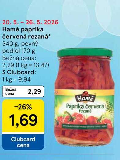 Hamé paprika červená rezaná 340 g