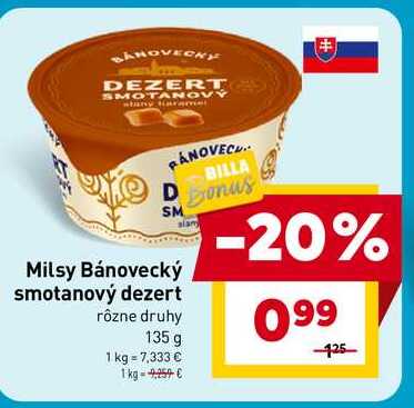 Milsy Bánovecký smotanový dezert rôzne druhy 135 g