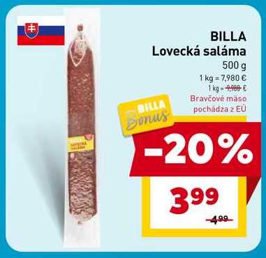BILLA Lovecká saláma 500 g