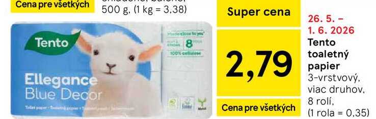 Tento toaletný papier 3-vrstvový, viac druhov 8 rolí