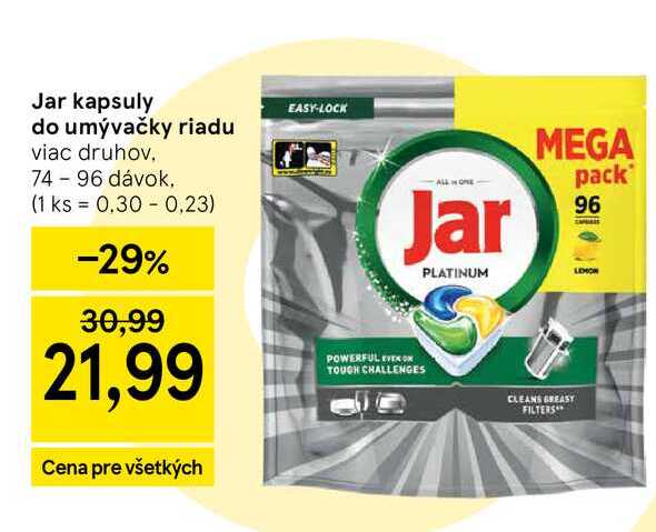 Jar kapsuly do umývačky riadu viac druhov, 74 - 96 dávok