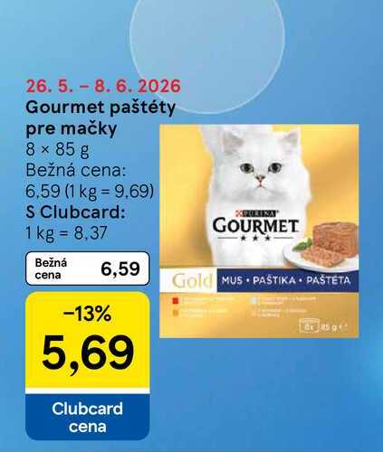 Gourmet paštéty pre mačky 8 x 85 g 