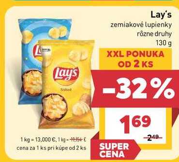 Lay's zemiakové lupienky rôzne druhy 130 g