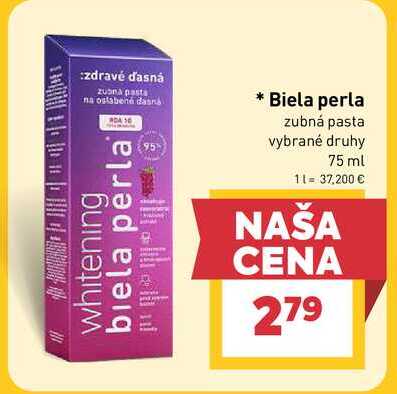 Biela perla zubná pasta vybrané druhy 75 ml