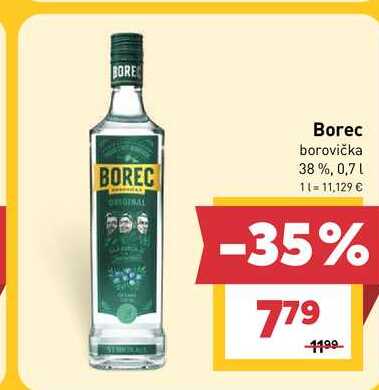 Borec borovička 38 %, 0,7l