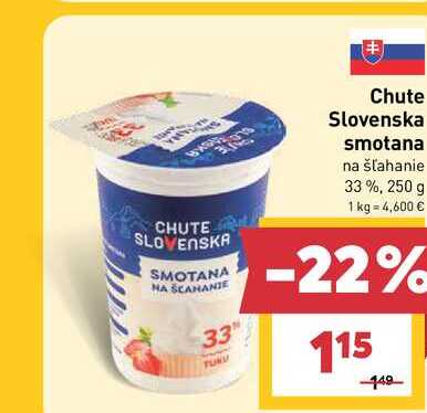 Chute Slovenska smotana na šľahanie 33%, 250 g