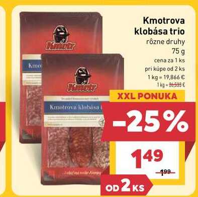 Kmotrova klobása trio rôzne druhy 75 g