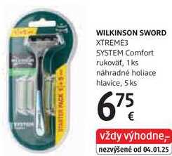 WILKINSON SWORD XTREME3 SYSTEM Comfort rukoväť, 1 ks náhradné holiace hlavice, 5 ks