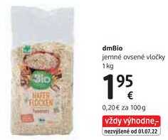 dmBio jemné ovsené vločky, 1 kg