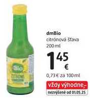 dmBio citrónová šťava, 200 ml 