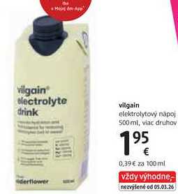 vilgain elektrolytový nápoj, 500 ml