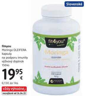 fit4you Moringa OLEIFERA kapsuly na podporu imunity, 150 ks