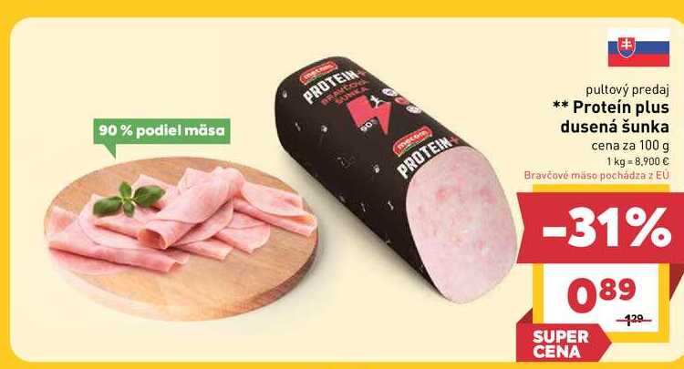 Proteín plus dusená šunka cena za 100 g