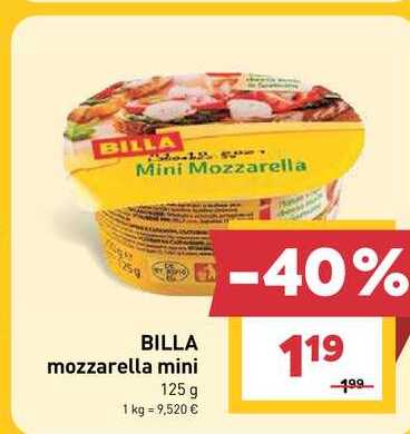 BILLA mozzarella mini 125 g