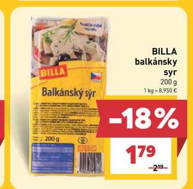 BILLA balkánsky syr 200 g 