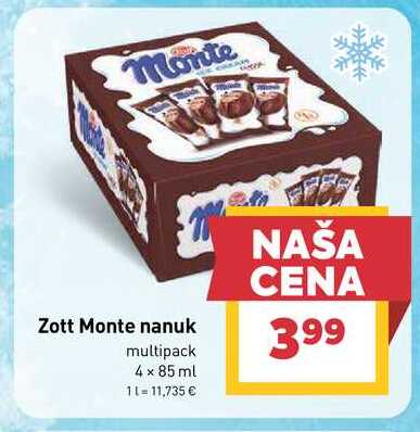 Zott Monte nanuk multipack 4 x 85 ml 