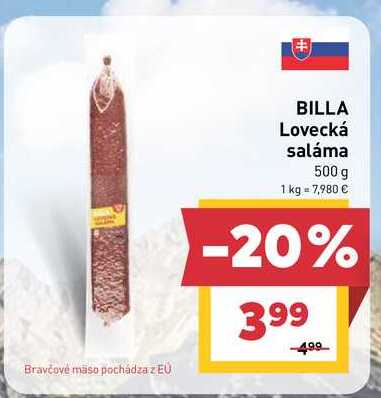 BILLA Lovecká saláma 500 g