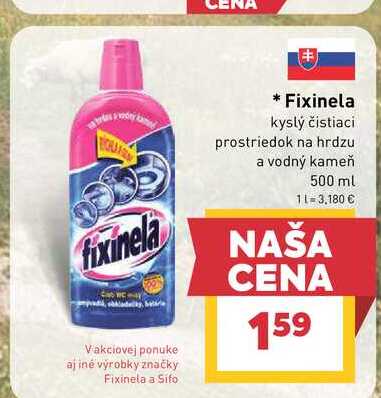 Fixinela kyslý čistiaci prostriedok na hrdzu a vodný kameň 500 ml