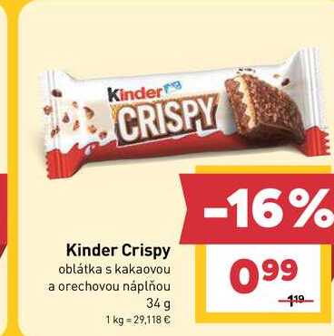 Kinder Crispy oblátka s kakaovou a orechovou náplňou 34 g 