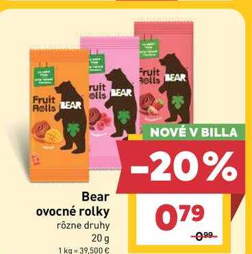 Bear ovocné rolky rôzne druhy 20 g 