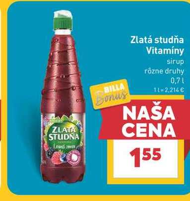 Zlatá studňa Vitamíny sirup rôzne druhy 0,7l