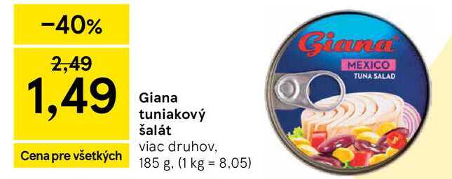 Giana tuniakový šalát viac druhov, 185 g