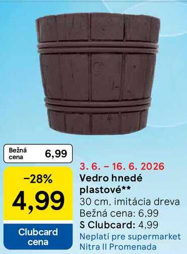 Vedro hnedé plastové 30 cm