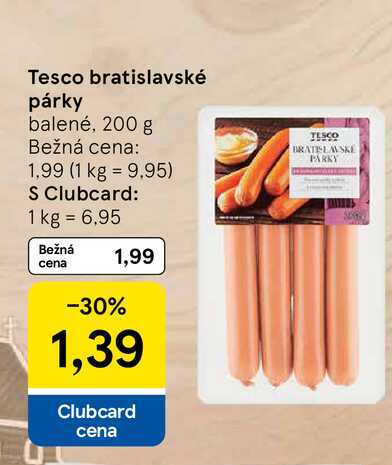 Tesco bratislavské párky balené, 200 g