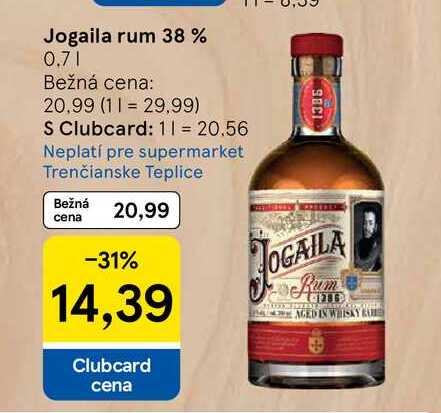 Jogaila rum 38 % 0.7l v akcii