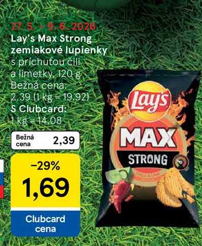 Lay's Max Strong zemiakové lupienky s príchuťou čili a limetky, 120 g