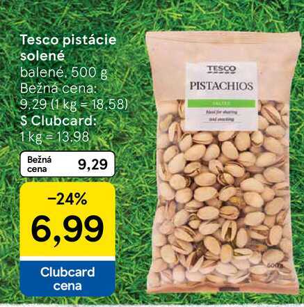 Tesco pistácie solené balené, 500 g 