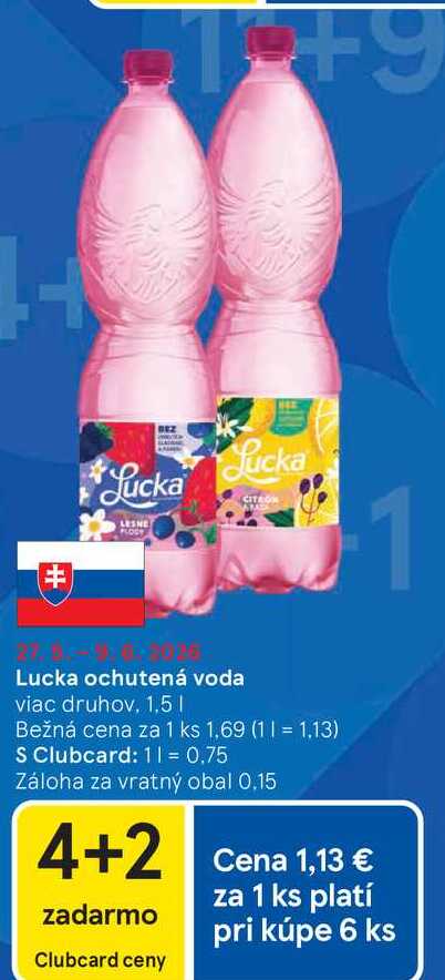 Lucka ochutená voda viac druhov 1,5l v akcii
