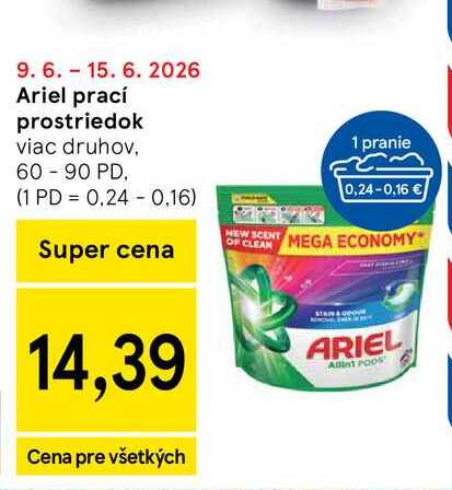 Ariel prací prostriedok viac druhov, 60-90 PD
