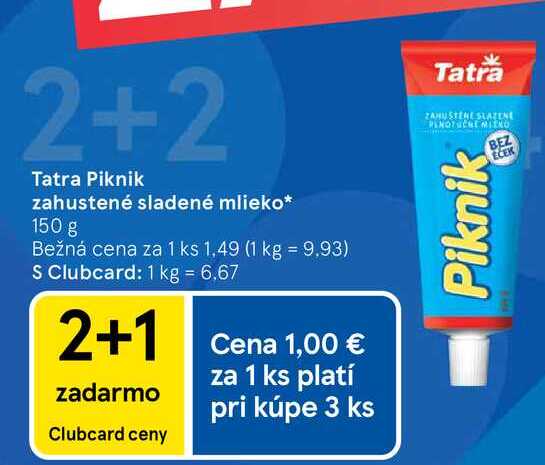 Tatra Piknik zahustené sladené mlieko 150 g  v akcii
