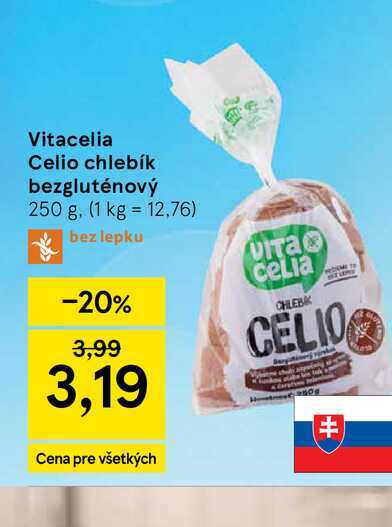 Vitacelia Celio chlebík bezgluténový 250 g