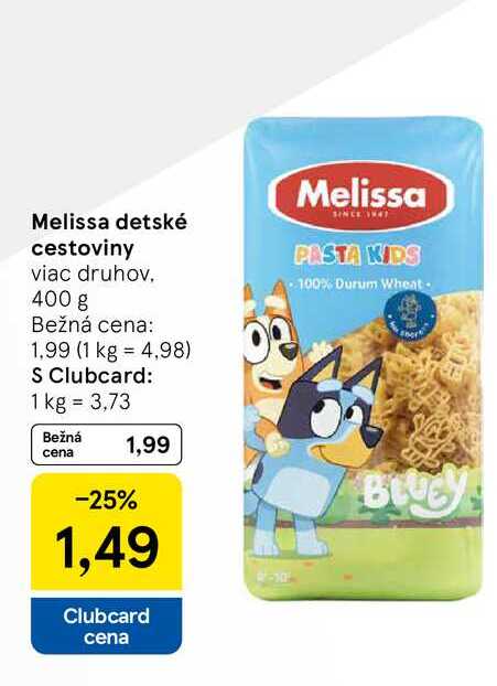 Melissa detské cestoviny viac druhov 400 g